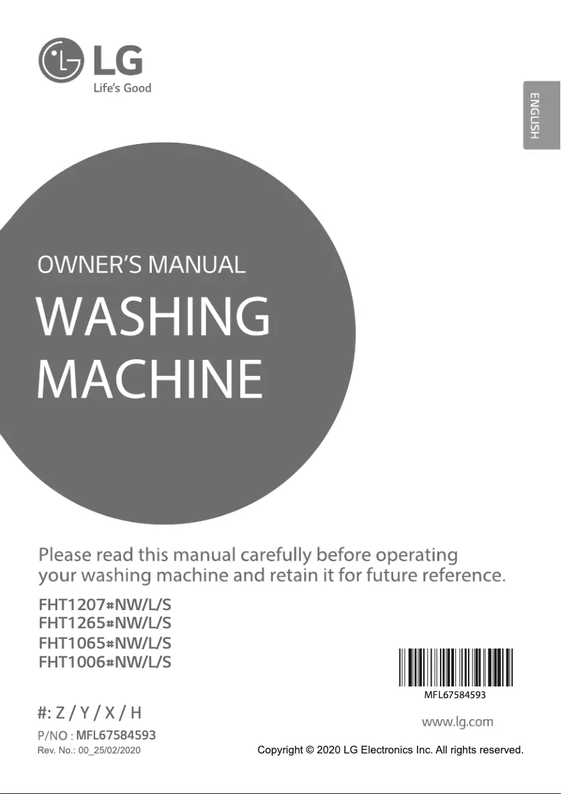 Page n°1 - Manuel utilisateur LG FHT1006ZNW