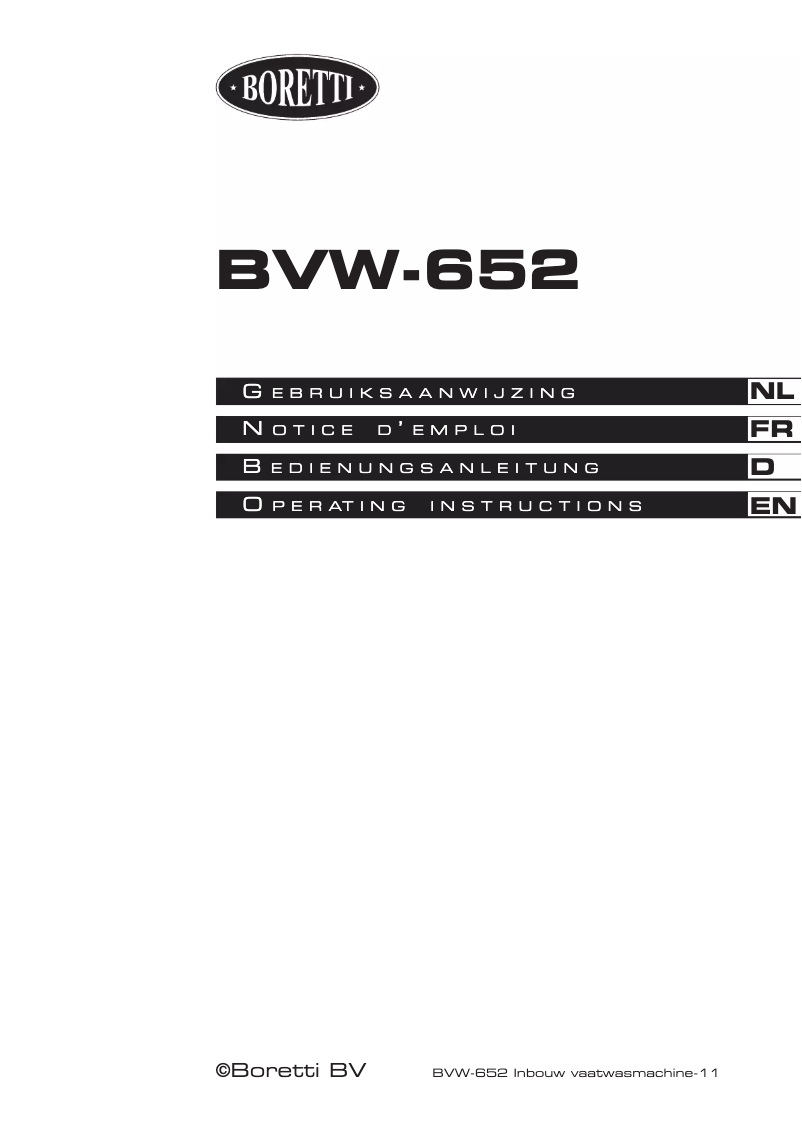 Page 1 de la notice Manuel utilisateur Boretti BVW-652