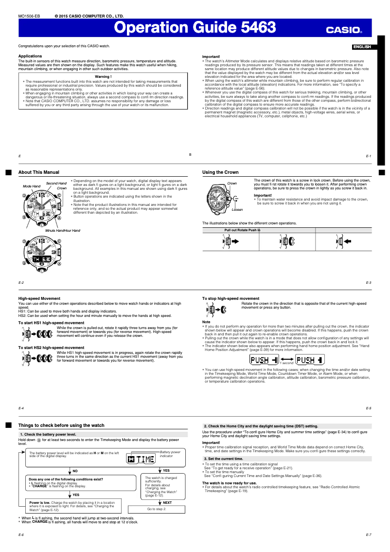 Page 1 de la notice Manuel utilisateur Casio G-Shock GWG-1000-1A3ER