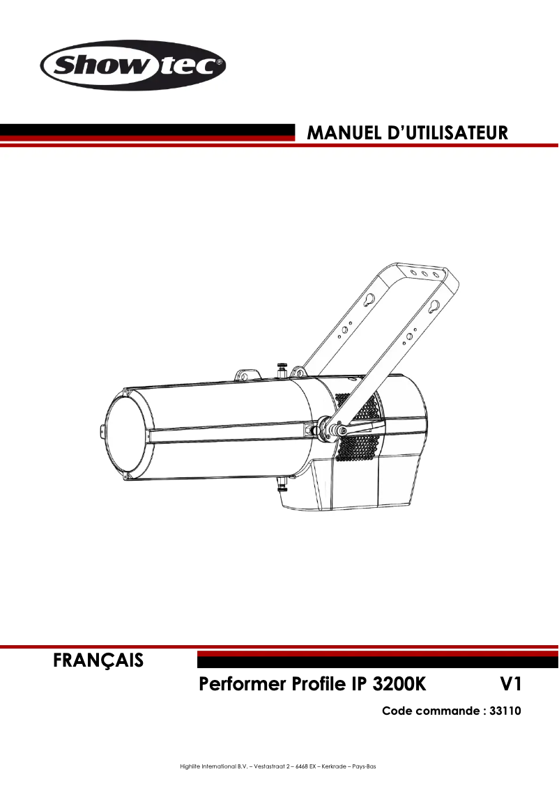 Page n°1 - Manuel utilisateur Showtec Performer Profile IP 3200 K