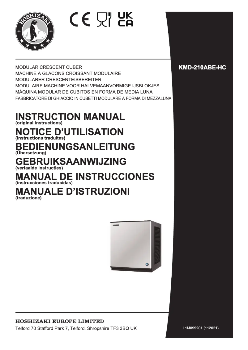 Page 1 de la notice Manuel utilisateur Hoshizaki KMD-210ABE-HC