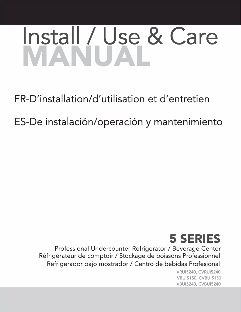 Page 1 de la notice Manuel utilisateur Viking VRUI5240GRSS