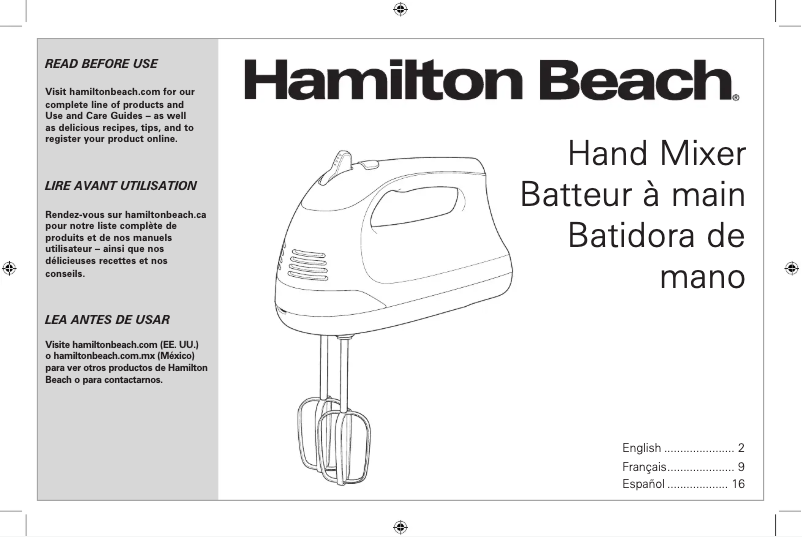 Page 1 de la notice Manuel utilisateur Hamilton Beach 62677