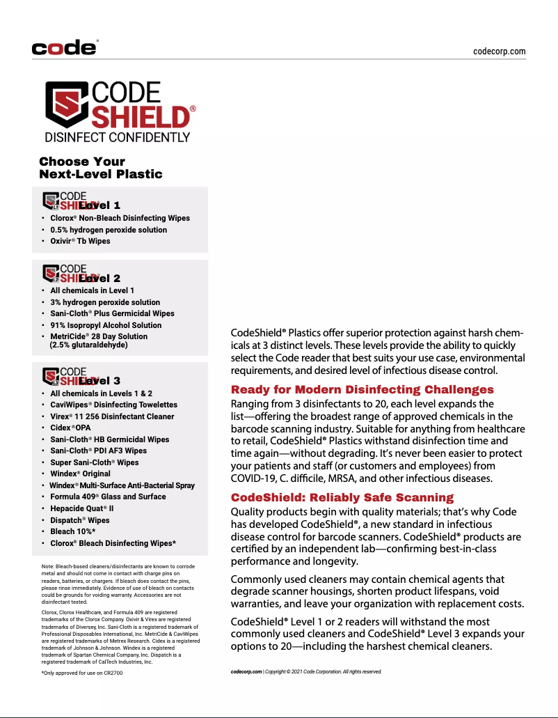 Page 1 de la notice Manuel utilisateur Code Corporation CR950