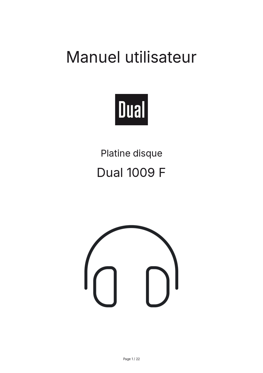 Page n°1 - Manuel utilisateur Dual 1009 F