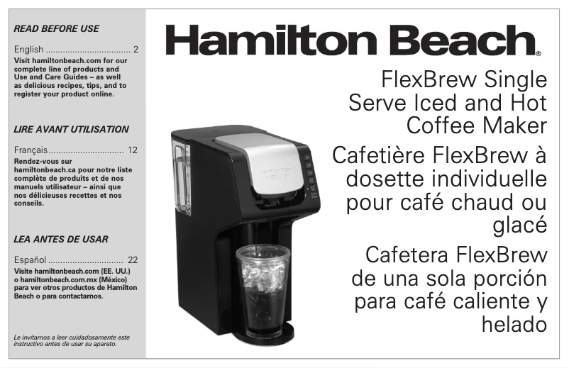 Page 1 de la notice Manuel utilisateur Hamilton Beach FlexBrew 49921