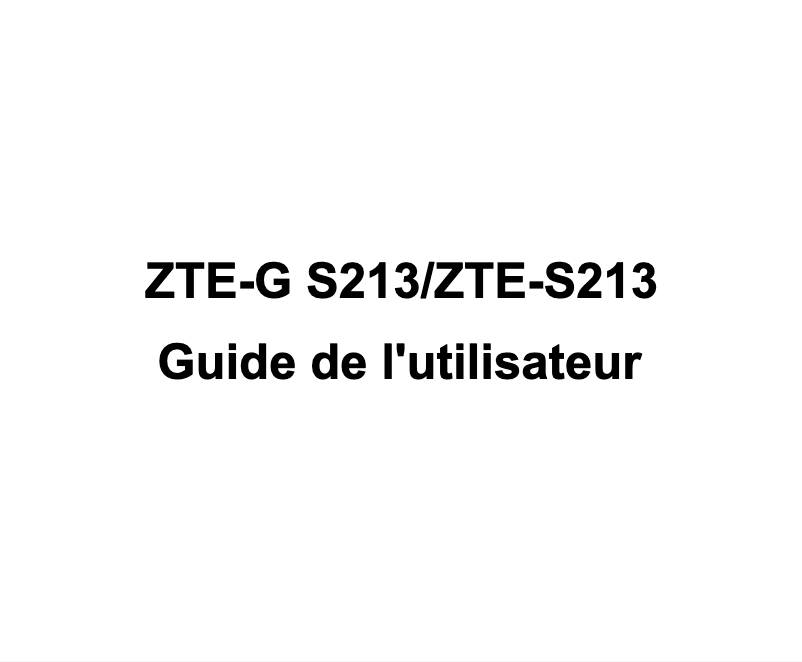 Page n°1 - Manuel utilisateur ZTE G-S213
