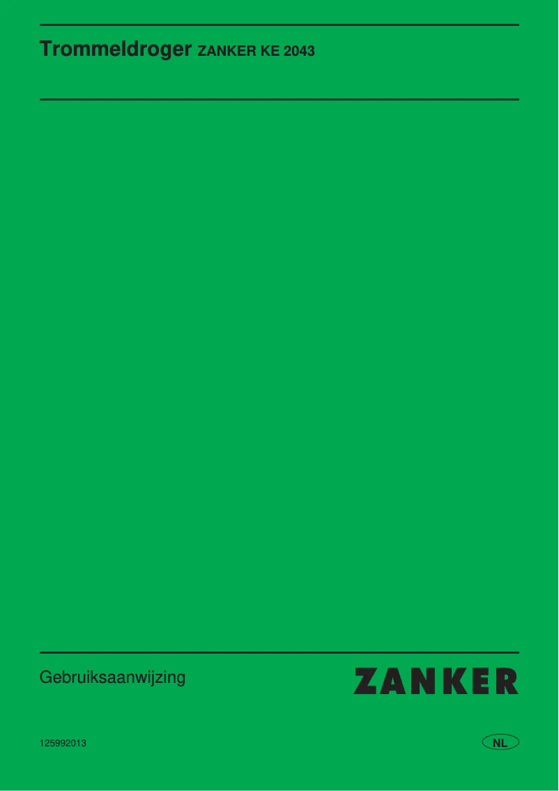 Page 1 de la notice Manuel utilisateur Zanker KE 2043