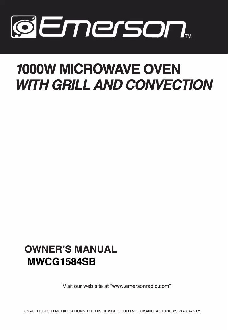 Page 1 de la notice Manuel utilisateur Emerson MWCG1584SB