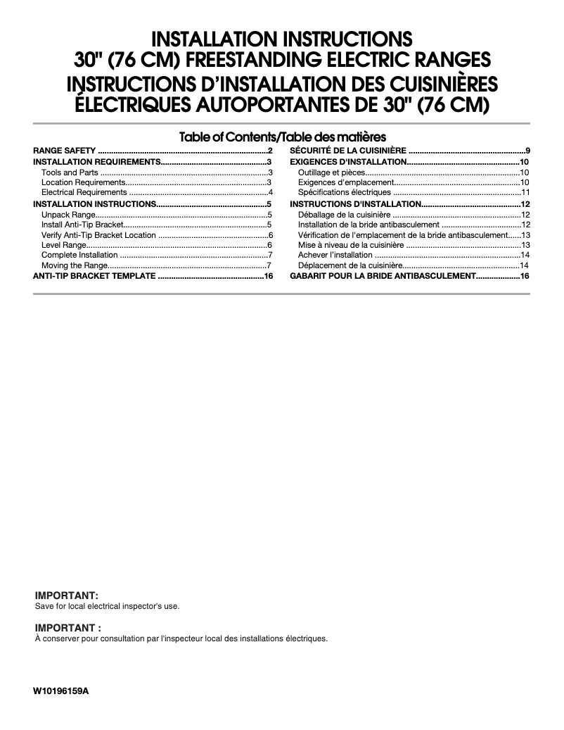 Page 1 de la notice Manuel utilisateur Whirlpool YGFE461LVQ