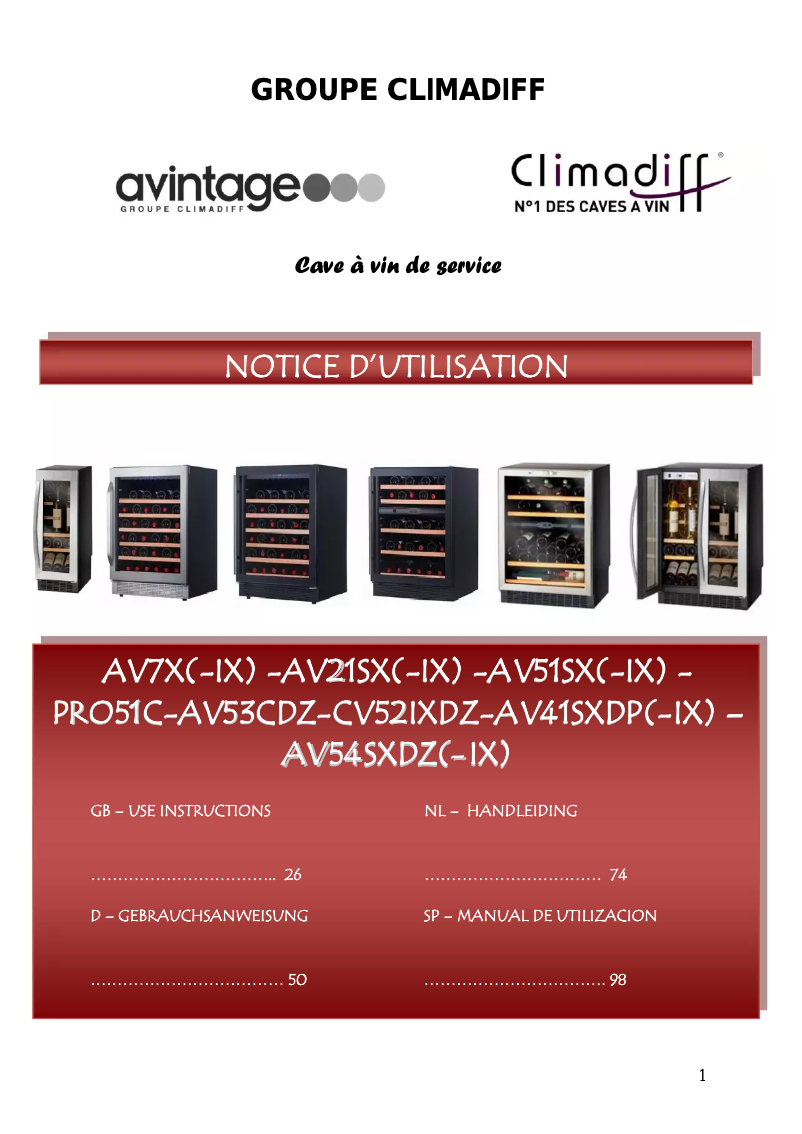 Page n°1 - Manuel utilisateur Avintage AV7XK