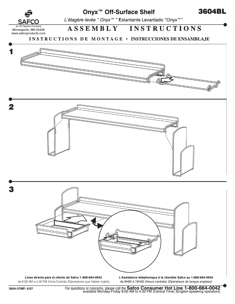 Page n°1 - Manuel utilisateur Safco Onyx 3604