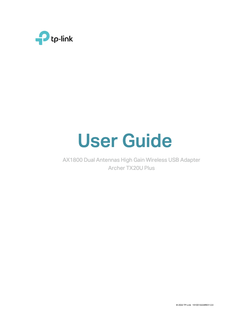 Image de la première page du manuel de l'appareil Archer TX20U Plus