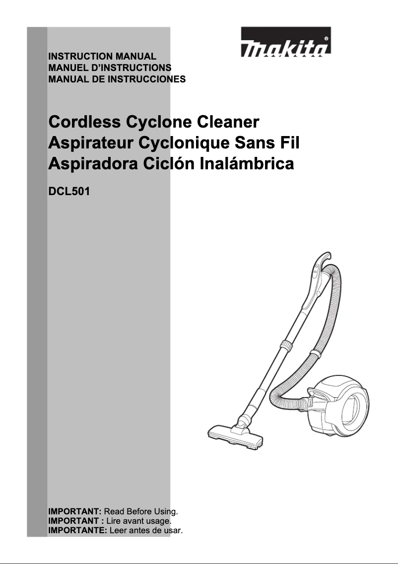 Image de la première page du manuel de l'appareil DCL501Z
