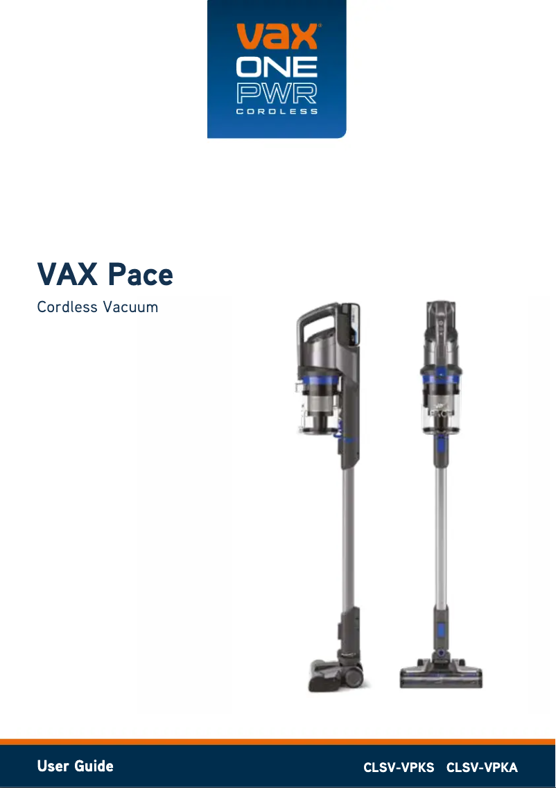 Page 1 de la notice Manuel utilisateur Vax ONEPWR Pace CLSV-VPKA