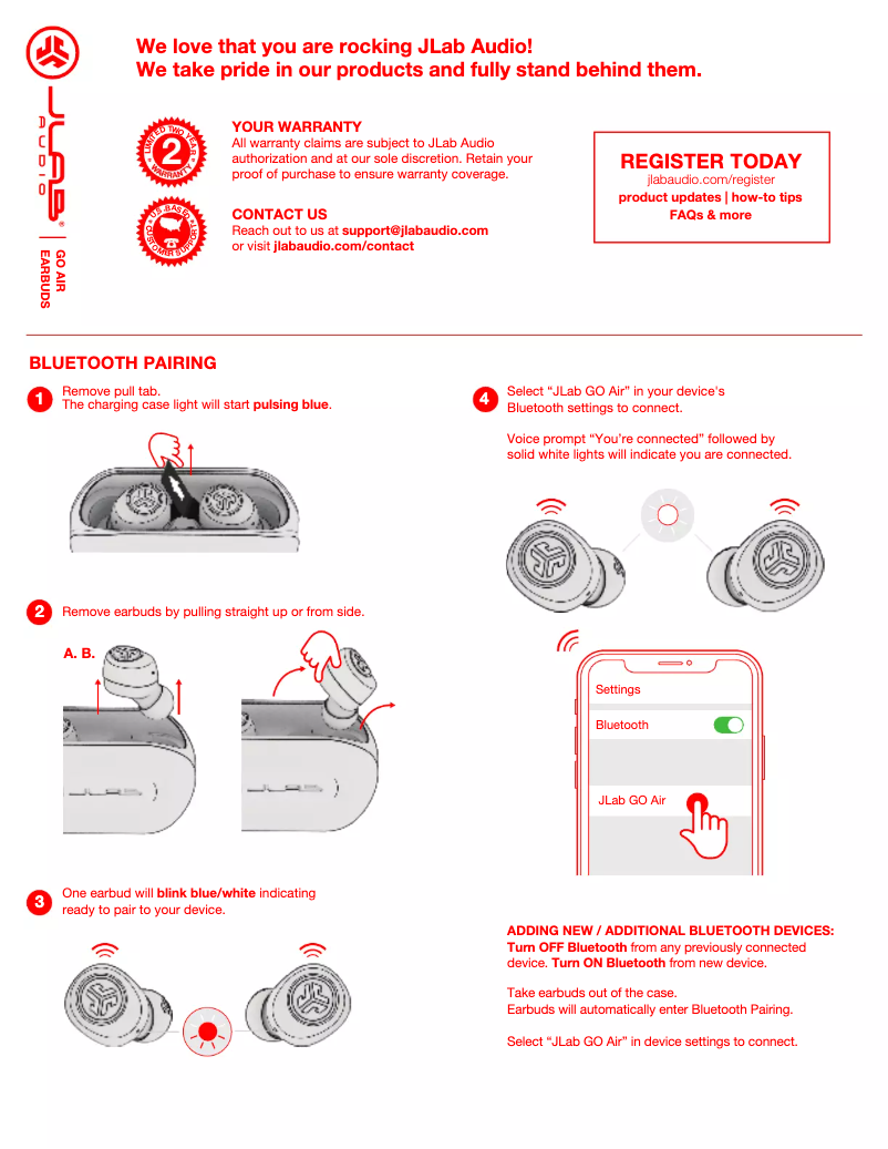Page n°1 - Manuel utilisateur JLab Go Air