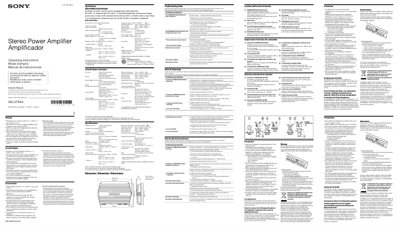 Página 1 del manual Manual de usuario Sony XM-GTR4A