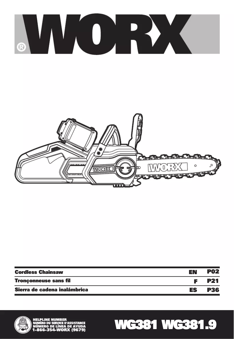 Page n°1 - Manuel utilisateur Worx WG381.9