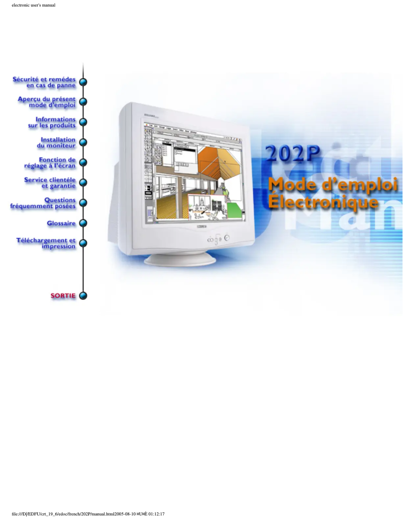 Page 1 de la notice Manuel utilisateur Philips 202P70