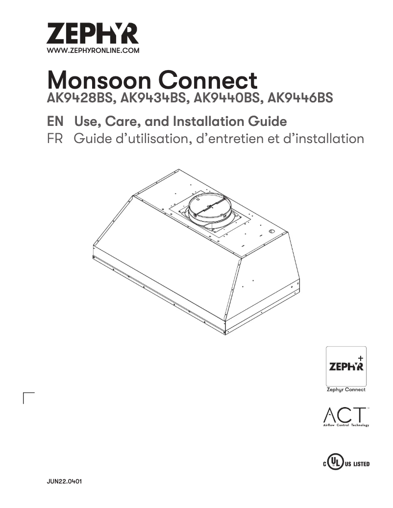 Page 1 de la notice Manuel utilisateur Zephyr Monsoon Connect AK9446BS