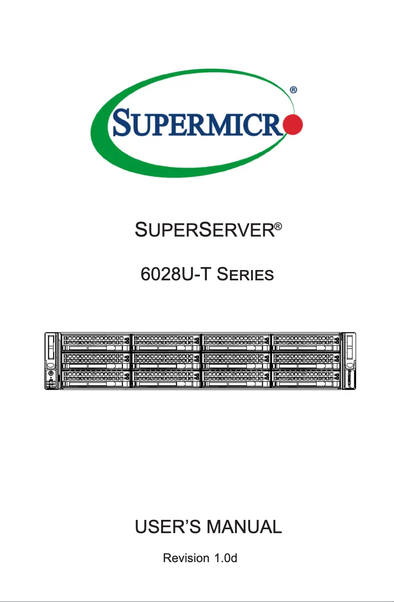 Page 1 de la notice Manuel utilisateur Supermicro SuperServer 6028U-TNR4T+