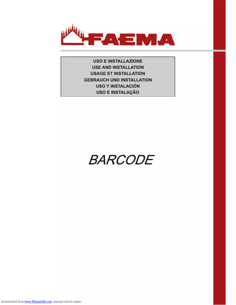 Page n°1 - Manuel utilisateur Faema Barcode