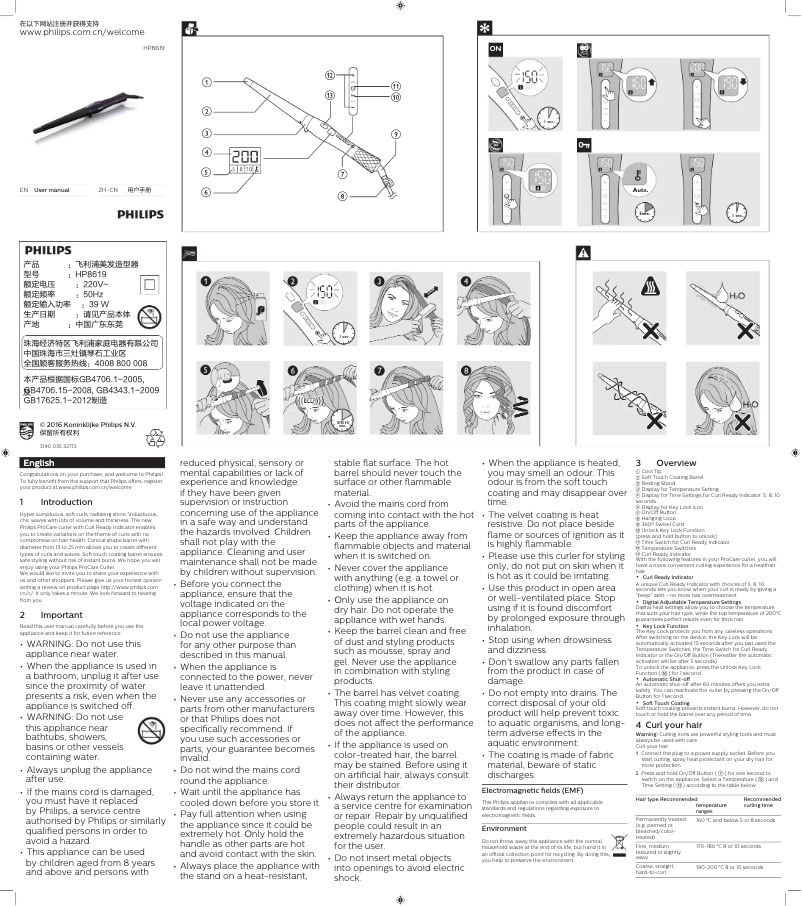 Page n°1 - Manuel utilisateur Philips ProCare HP8619