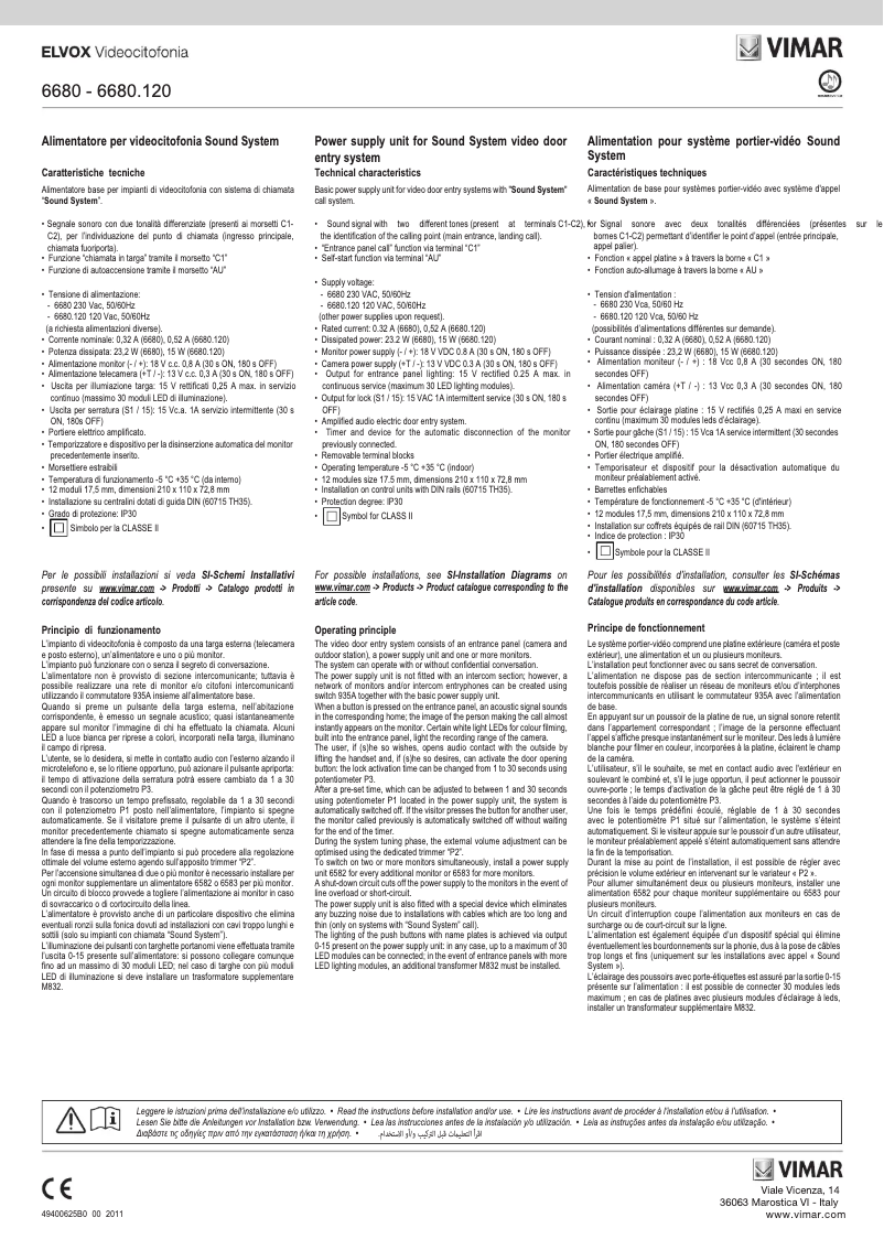 Image de la première page du manuel de l'appareil ELVOX 6680/V04