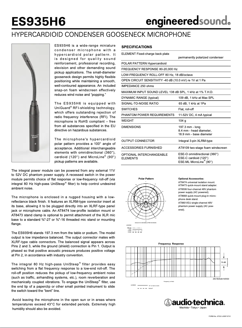 Page n°1 - Manuel utilisateur Audio-Technica ES935H6