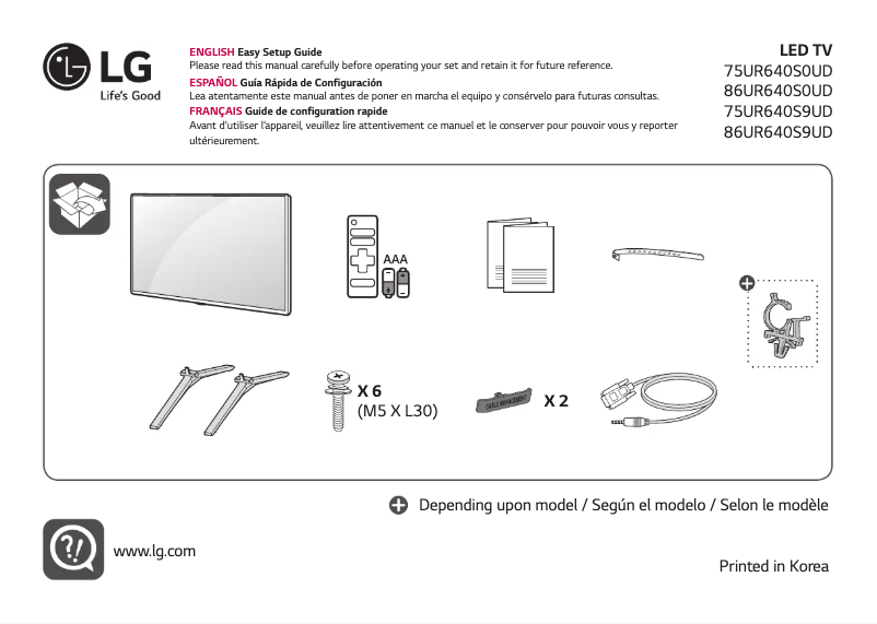 Image de la première page du manuel de l'appareil 75UR640S0UD