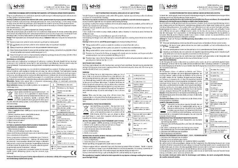 Page n°1 - Manuel utilisateur Adviti AD-LD-6228BE27S