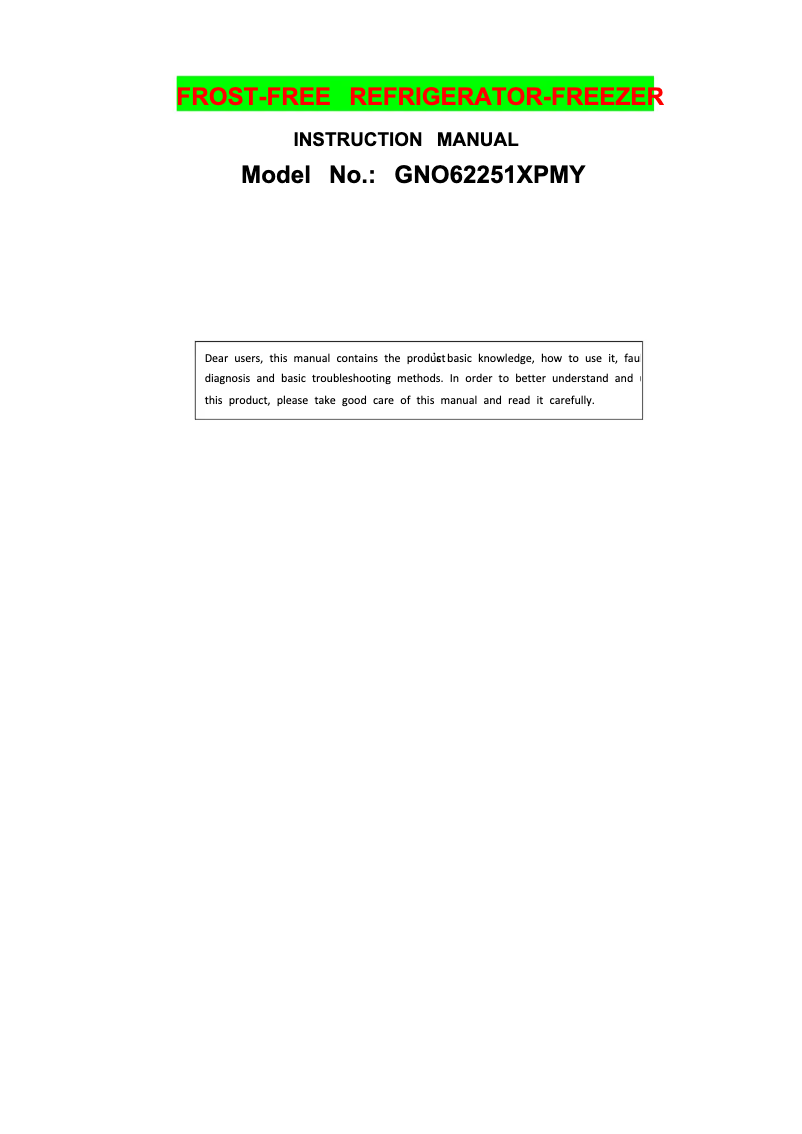 Page 1 de la notice Manuel utilisateur Beko GNO62251XPMY