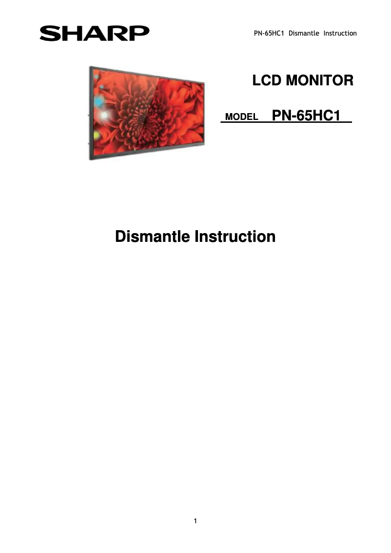 Page 1 de la notice Mode d'emploi Sharp PN-65HC1