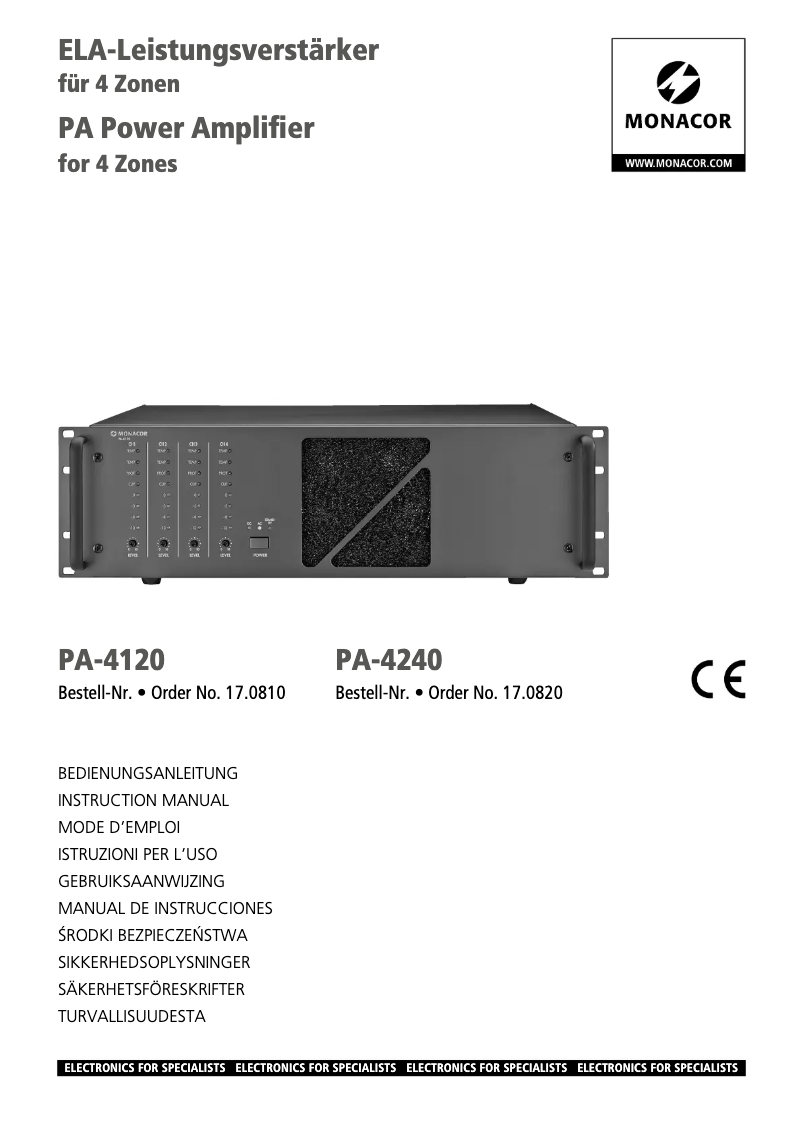 Page n°1 - Manuel utilisateur Monacor PA-4120