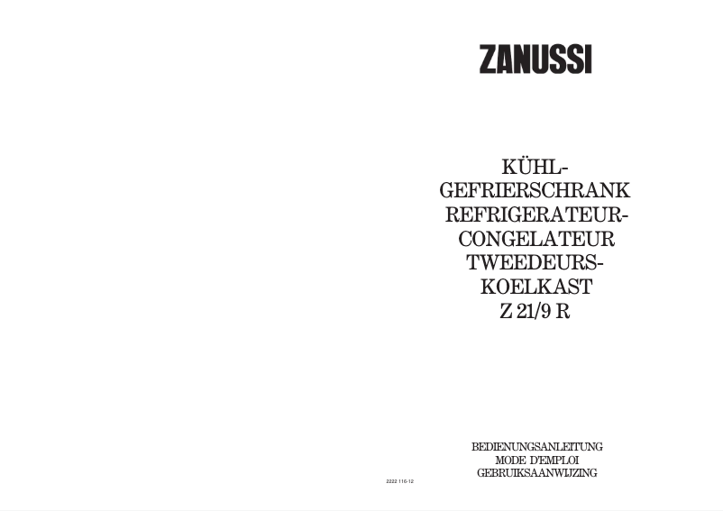 Image de la première page du manuel de l'appareil Z 21 9 r