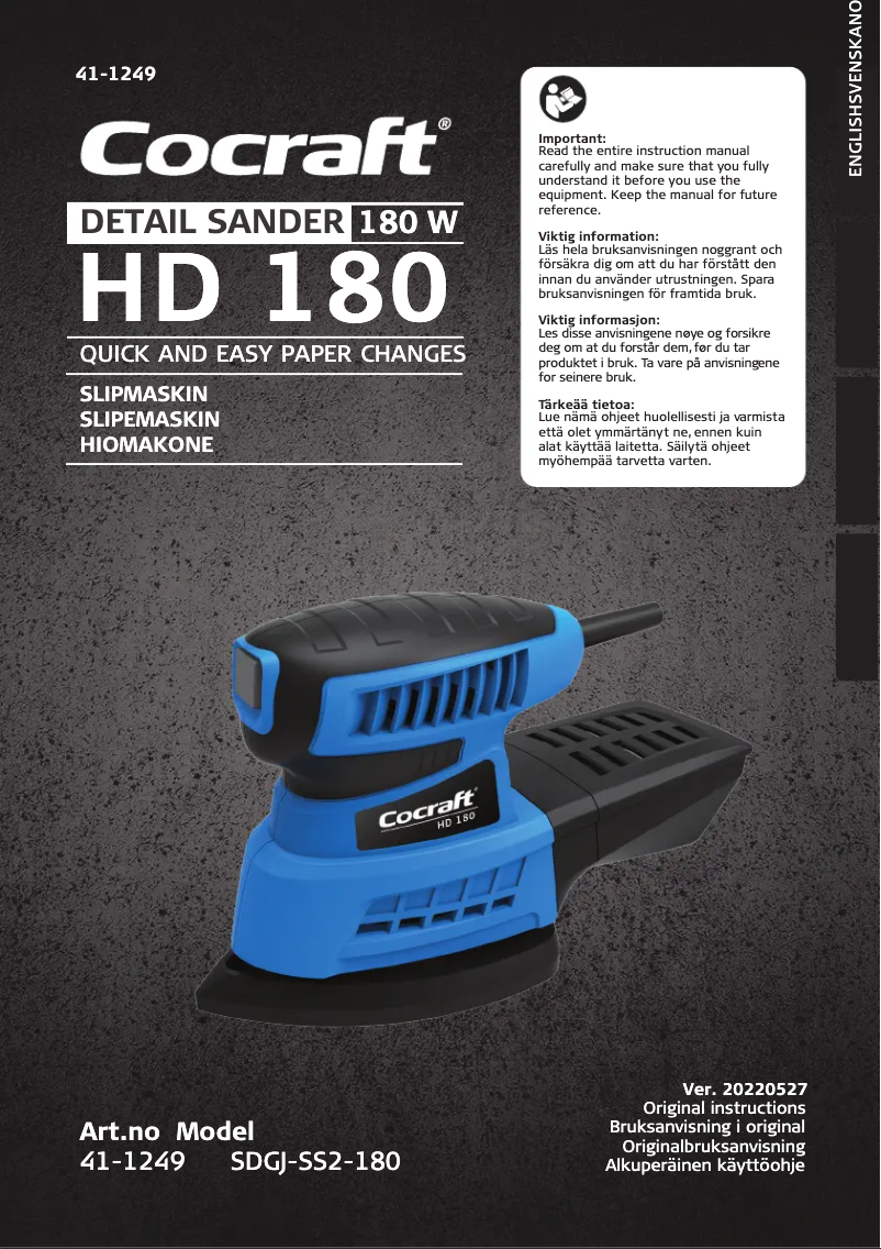 Page 1 de la notice Manuel utilisateur Cocraft HD 180