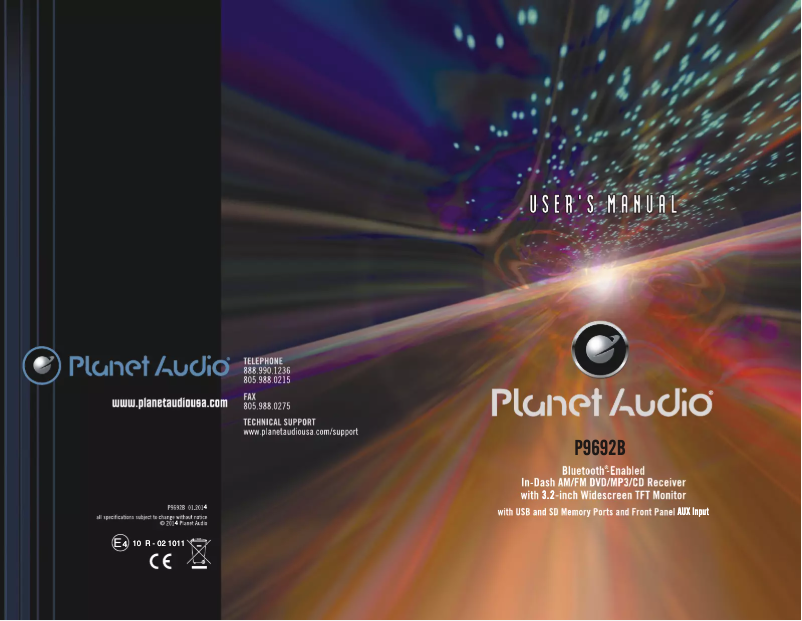 Page n°1 - Manuel utilisateur Planet Audio P9692B