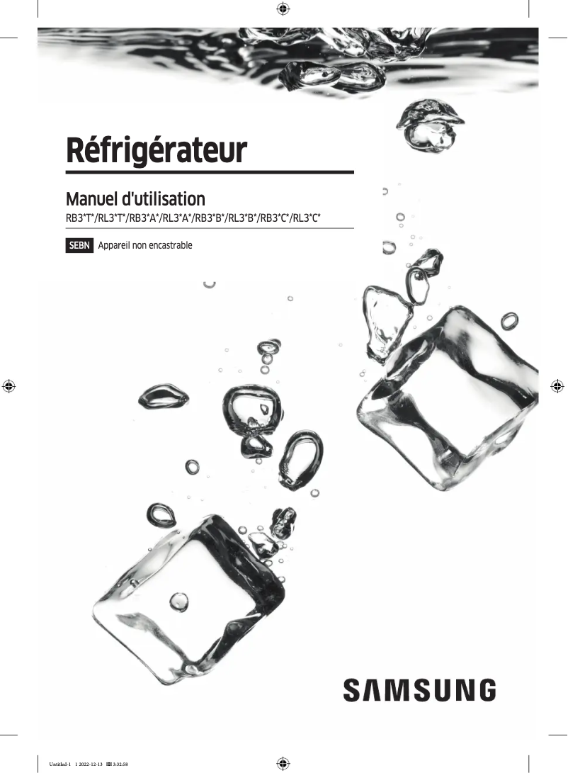 Page 1 de la notice Manuel utilisateur Samsung RB38A7B5BS9