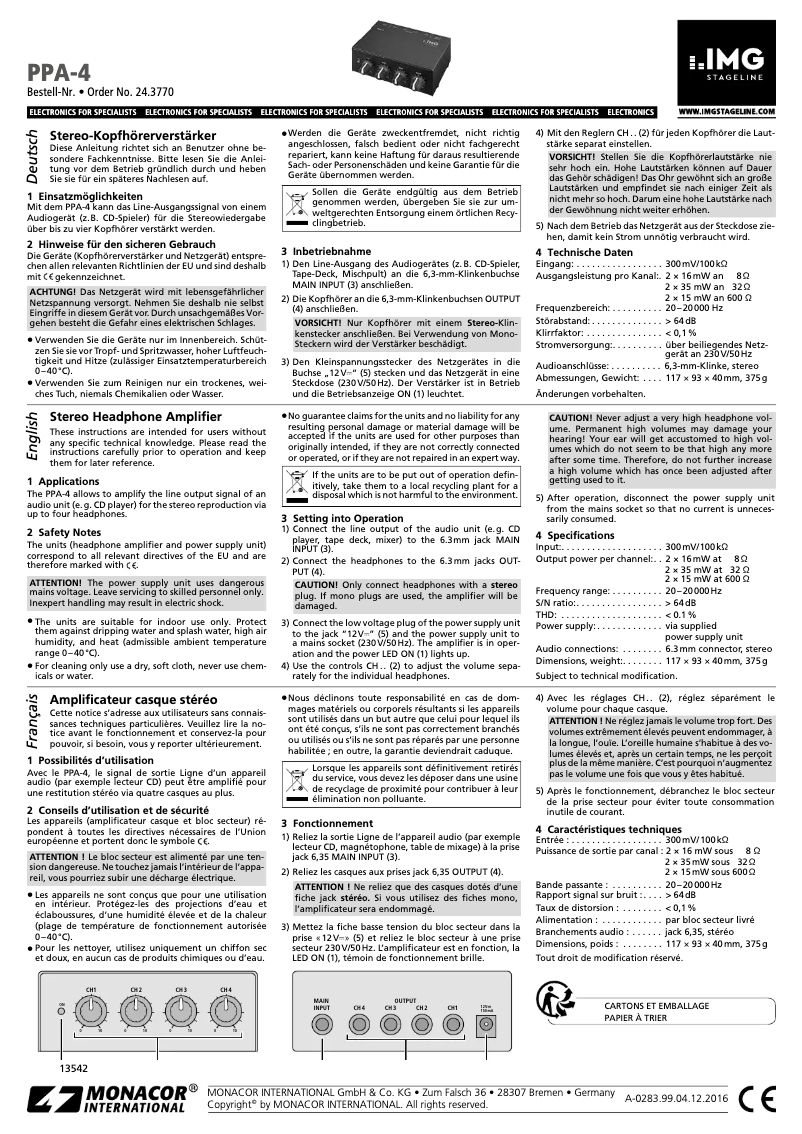 Image de la première page du manuel de l'appareil PPA-4