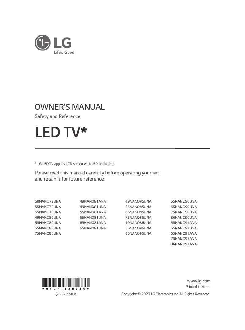 Página 1 del manual Manual de usuario LG 49NANO81UNA