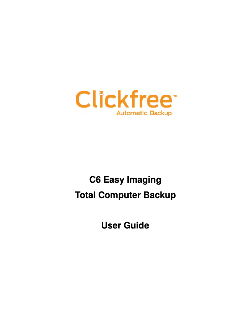 Page n°1 - Manuel utilisateur Clickfree C6 Easy Imaging