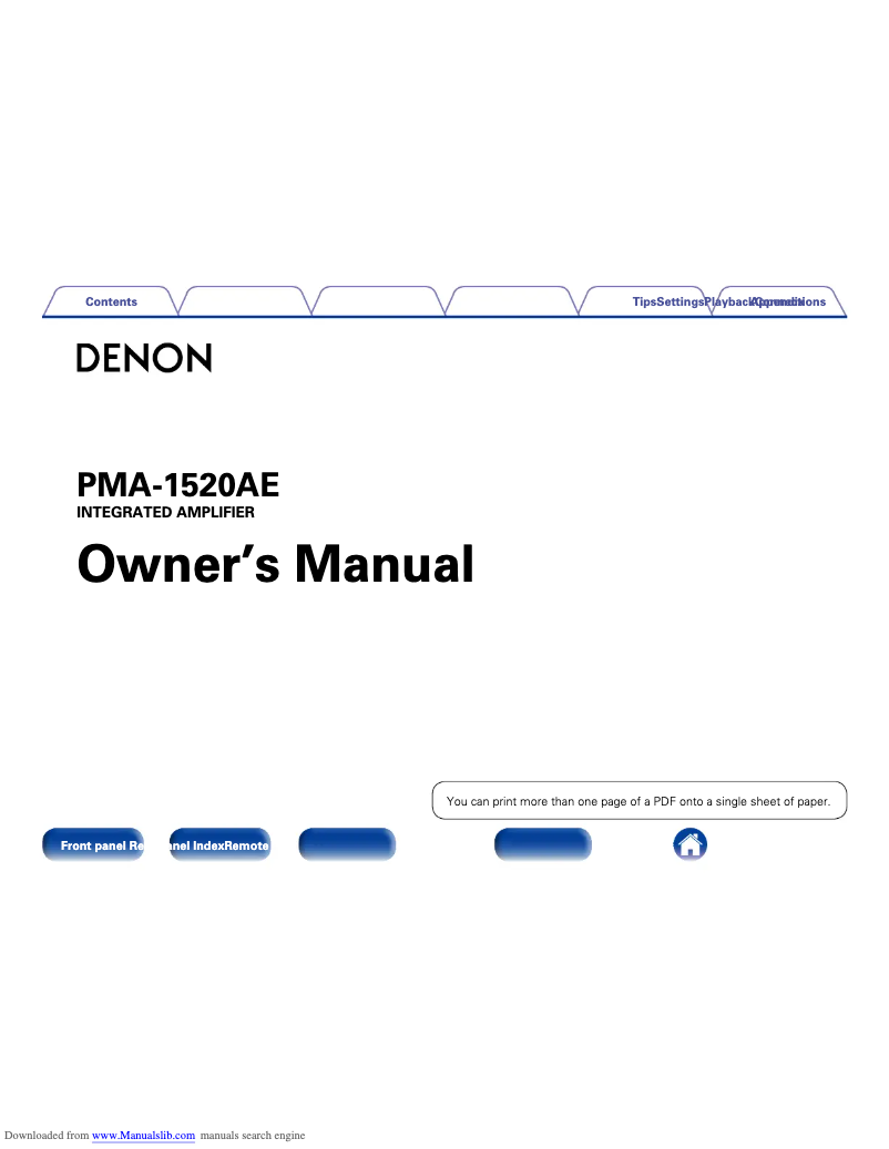 Page 1 de la notice Manuel utilisateur Denon PMA-1520AE