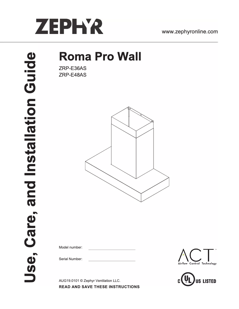 Image de la première page du manuel de l'appareil Roma Pro Wall ZRP-E48AS