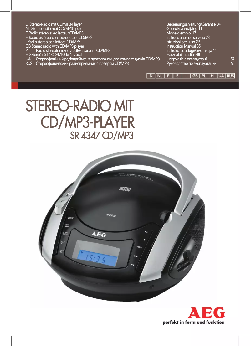 Page 1 de la notice Manuel utilisateur AEG SR 4347