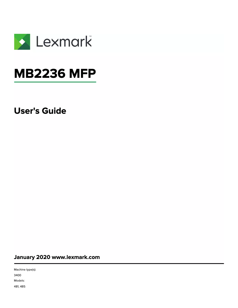 Page 1 de la notice Manuel utilisateur Lexmark MB2236adw
