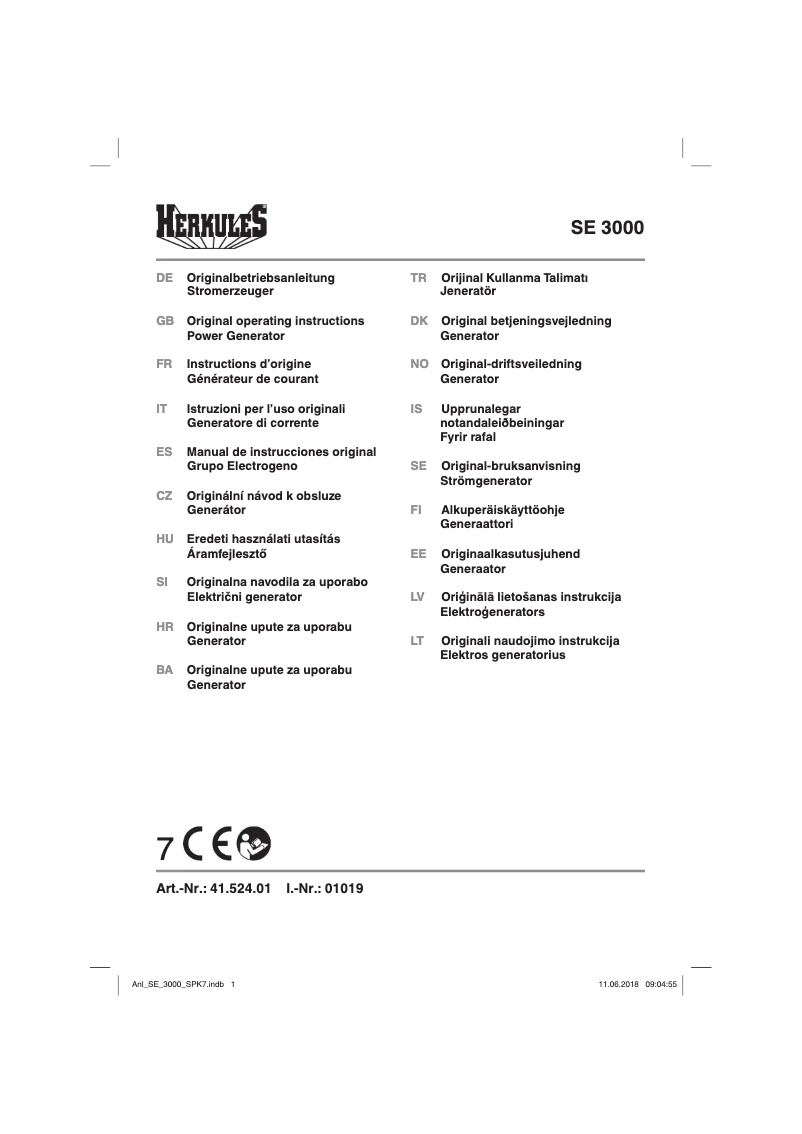 Page 1 de la notice Manuel utilisateur Herkules SE 3000