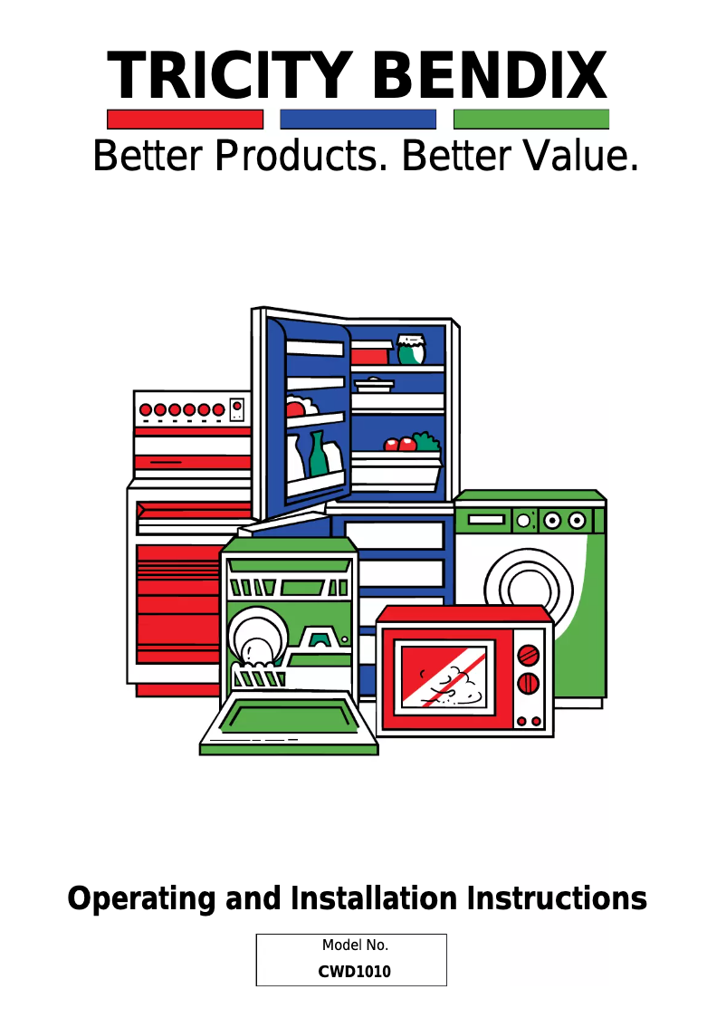 Page 1 de la notice Manuel utilisateur Tricity Bendix CWD 1010