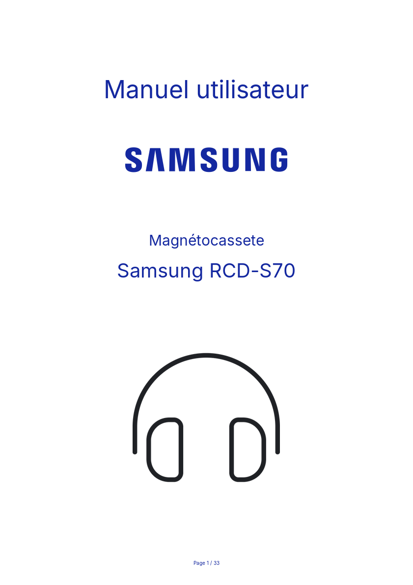 Page n°1 - Manuel utilisateur Samsung RCD-S70