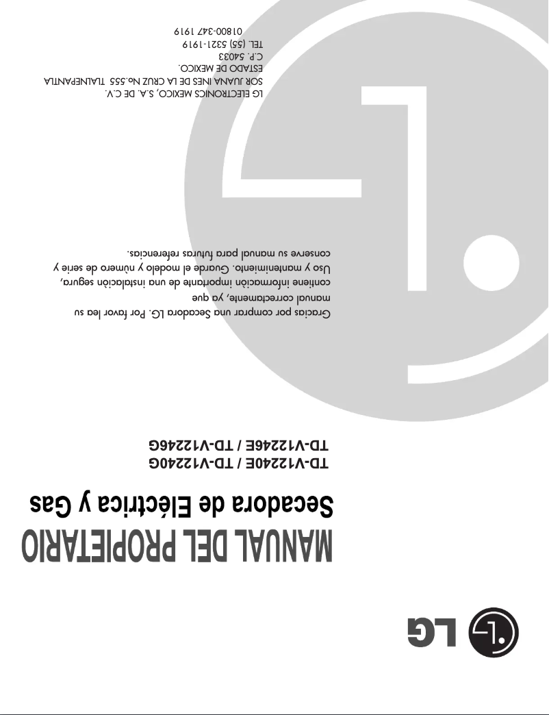 Page 1 de la notice Manuel utilisateur LG TD-V10246G