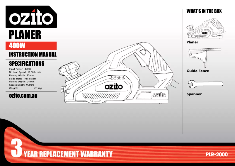 Page n°1 - Manuel utilisateur Ozito PLR-2000